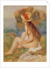 Seated female bather in a straw hat by Pierre Auguste Renoir