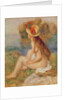 Seated female bather in a straw hat by Pierre Auguste Renoir