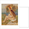 Seated female bather in a straw hat by Pierre Auguste Renoir