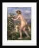 Female nude picking flowers by Pierre Auguste Renoir