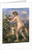 Female nude picking flowers by Pierre Auguste Renoir