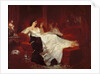 Woman on a red sofa by Eugene-Louis Lami