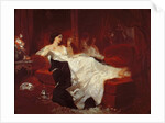 Woman on a red sofa by Eugene-Louis Lami