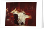 Woman on a red sofa by Eugene-Louis Lami