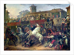 Scene of an unmounted horse race in Rome by Antoine Charles Horace Vernet
