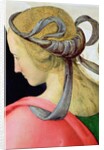 Marriage of the Virgin, detail showing one of the Virgin's companions, 1500-04 by Pietro Perugino