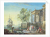 Port Scene with Setting Sun by Jean-Baptiste Lallemand