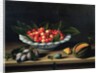 A Bowl of Cherries with Plums and a Melon, 1635 by Louise Moillon