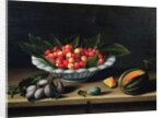 A Bowl of Cherries with Plums and a Melon, 1635 by Louise Moillon