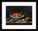 A Bowl of Cherries with Plums and a Melon, 1635 by Louise Moillon