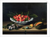 A Bowl of Cherries with Plums and a Melon, 1635 by Louise Moillon