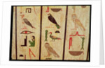 The sarcophagus of Psamtik I detail of hieroglyphics, Late Period by Egyptian 26th Dynasty