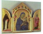 Madonna and Child with Saints Dominic, Aurea and Patriarchs and Prophets c.1312-15 by Duccio di Buoninsegna