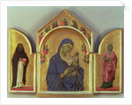 Madonna and Child with Saints Dominic, Aurea and Patriarchs and Prophets c.1312-15 by Duccio di Buoninsegna