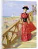 Woman Walking Down Steps on to a Beach by Albert Lynch