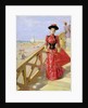 Woman Walking Down Steps on to a Beach by Albert Lynch