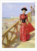 Woman Walking Down Steps on to a Beach by Albert Lynch