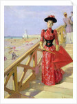 Woman Walking Down Steps on to a Beach by Albert Lynch