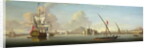 An Extensive View of the Port of Alexandria with a British Man O'War at Anchor by J. Cook