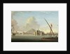 An Extensive View of the Port of Alexandria with a British Man O'War at Anchor by J. Cook