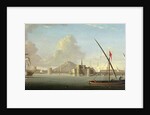 An Extensive View of the Port of Alexandria with a British Man O'War at Anchor by J. Cook