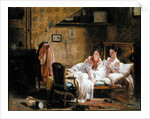Two Women in a Bed disturbed by a Cat by Jean Alphonse Roehn