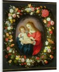 Madonna and Child in a Garland of Flowers by Vincent Sellaer
