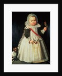 Portrait of a young boy holding a parrot by Wybrand Simonsz. de Geest