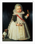Portrait of a young boy holding a parrot by Wybrand Simonsz. de Geest