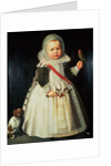 Portrait of a young boy holding a parrot by Wybrand Simonsz. de Geest