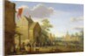 A village meeting with figures gathered in the street, 1624 by Joost Cornelisz Droochsloot