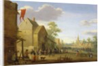 A village meeting with figures gathered in the street, 1624 by Joost Cornelisz Droochsloot