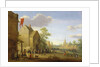 A village meeting with figures gathered in the street, 1624 by Joost Cornelisz Droochsloot