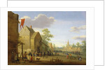A village meeting with figures gathered in the street, 1624 by Joost Cornelisz Droochsloot
