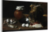 A still life of ham and eggs by Luis Egidio Menendez or Melendez