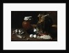 A still life of ham and eggs by Luis Egidio Menendez or Melendez