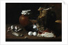 A still life of ham and eggs by Luis Egidio Menendez or Melendez