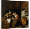An interior scene with two peasants by Hendrik Martensz Sorgh
