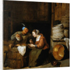 An interior scene with two peasants by Hendrik Martensz Sorgh