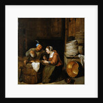 An interior scene with two peasants by Hendrik Martensz Sorgh