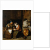 An interior scene with two peasants by Hendrik Martensz Sorgh