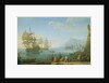Mediterranean harbour scene by Adrien Manglard