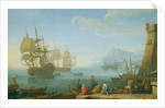 Mediterranean harbour scene by Adrien Manglard