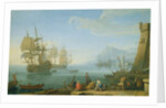 Mediterranean harbour scene by Adrien Manglard