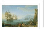 Mediterranean harbour scene by Adrien Manglard