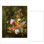 A Still Life of Strawberries in a Bowl and Flowers, 1696 by Jan Mortel