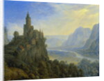 Mountainous landscape with a castle by Cornelis Saftleven