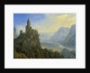 Mountainous landscape with a castle by Cornelis Saftleven