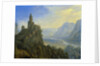 Mountainous landscape with a castle by Cornelis Saftleven