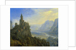 Mountainous landscape with a castle by Cornelis Saftleven